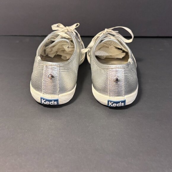Keds x Kate Spade New York Silver Leather Lace-Up Sneakers Women’s 7.5 Metallic - Picture 13 of 16